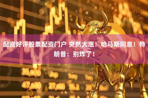 配资好评股票配资门户 突然大涨！哈马斯同意！特朗普：别炸了！